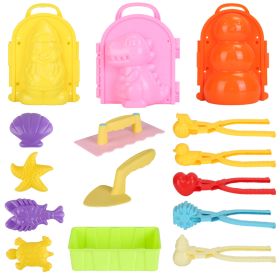 Set Of 15Pcs Winter Snowball Tool Kit Kids Snow Molds Outdoor Snow Beach Toys For Kids Toddlers Adults Snowman Snowflake Duck Dinosaur