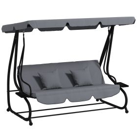 Outsunny Swing Bench Free Standing Porch with Adjustable Canopy Cushion and Pillows