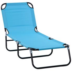 Outsunny Portable Folding Outdoor Sun Lounger, Lightweight Chaise Lounge Chair with 5-Position Adjustable Backrest for Beach, Poolside, and Patio