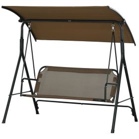 Outsunny Outdoor Patio Swing Chair 3-Seat Steel Frame Stand Adjustable Tilt Canopy for Patio Garden Brown