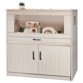 Guinea Pig Cages, Hamster Cage Wood with Independent Storage Cabinet, House for Rat Chinchilla with Guinea Pig Hutch and Bridge