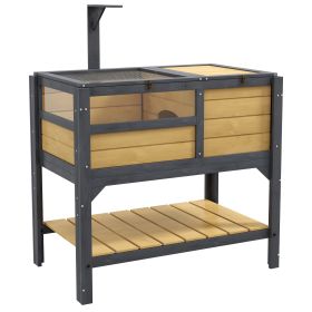 PawHut Tortoise Habitat with Shelf Storage, Tortoise Enclosure with Weather Protection, Tortoise Gift Accessory, Reptile Enclosure with Tray