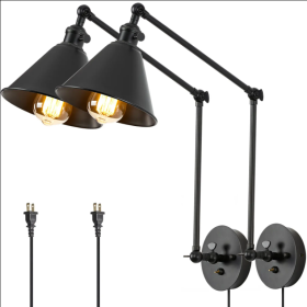 Integrated Airdrop Brass Black  Swing Arm Wall Light (Color: black)