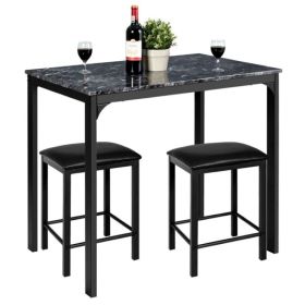 Small Space Kitchen Bar Furniture 3 Pieces Dining Table Set (type: Bar Table, Color: black)