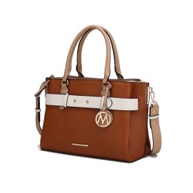 MKF Collection Jamie Satchel Handbag by Mia K (Material: Vegan Leather, Color: Brown)
