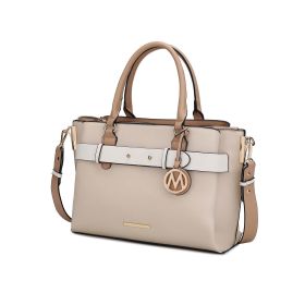 MKF Collection Jamie Satchel Handbag by Mia K (Material: Vegan Leather, Color: Beige)