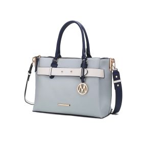 MKF Collection Jamie Satchel Handbag by Mia K (Material: Vegan Leather, Color: Denim Blue)