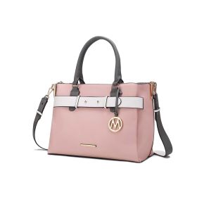 MKF Collection Jamie Satchel Handbag by Mia K (Material: Vegan Leather, Color: Pink-Charcoal)