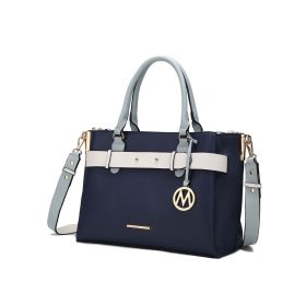 MKF Collection Jamie Satchel Handbag by Mia K (Material: Vegan Leather, Color: Navy)