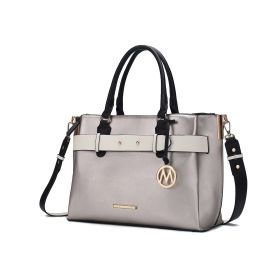 MKF Collection Jamie Satchel Handbag by Mia K (Material: Vegan Leather, Color: Pewter)