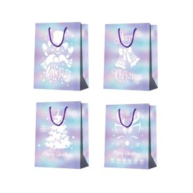 12 Pack 12cm Medium Christmas Gift Bags, Spot UV & Laminated Holiday Gift Bags, for Gift Wrapping Christmas Party Decorations (Color: Mixed colors)