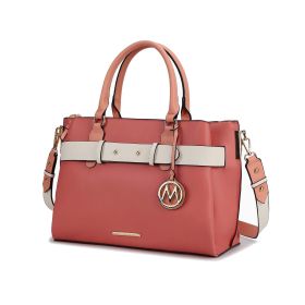 MKF Collection Jamie Satchel Handbag by Mia K (Material: Vegan Leather, Color: Coral)